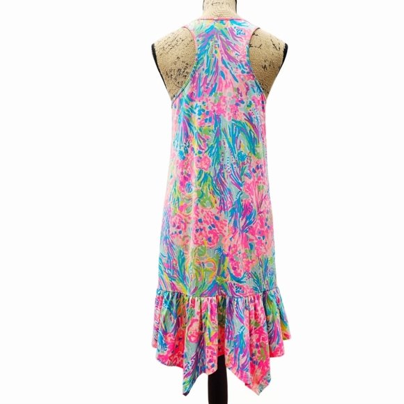 Lilly Pulitzer Pink and Blue Tropical Ruffled Sundress, Size S - Picture 4 of 7